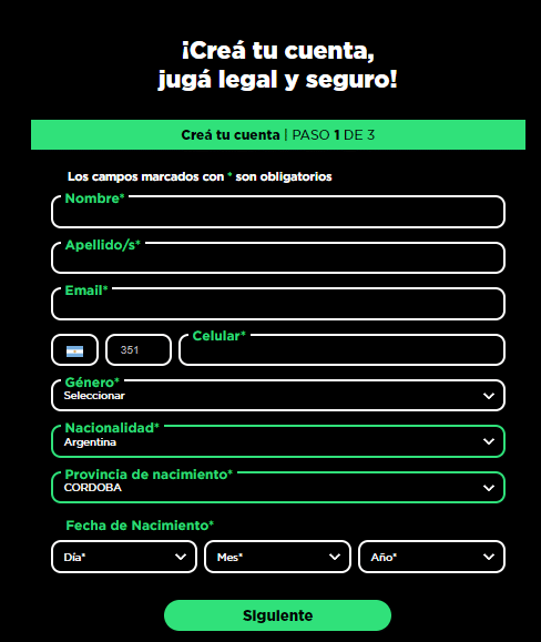 Registro con el código promocional